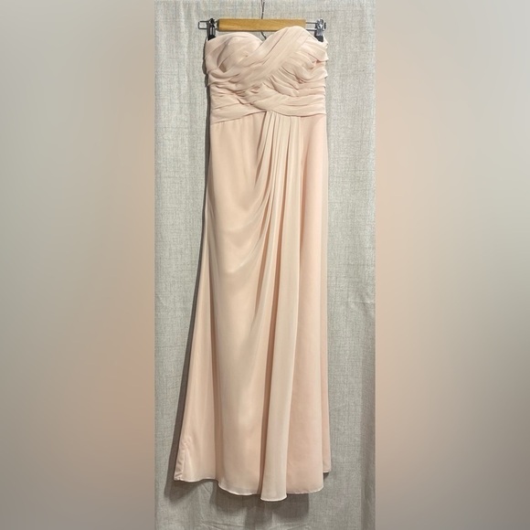 BILL LEVKOFF pale blush pink formal full length dress gown strapless ruched. 0 - Picture 3 of 10